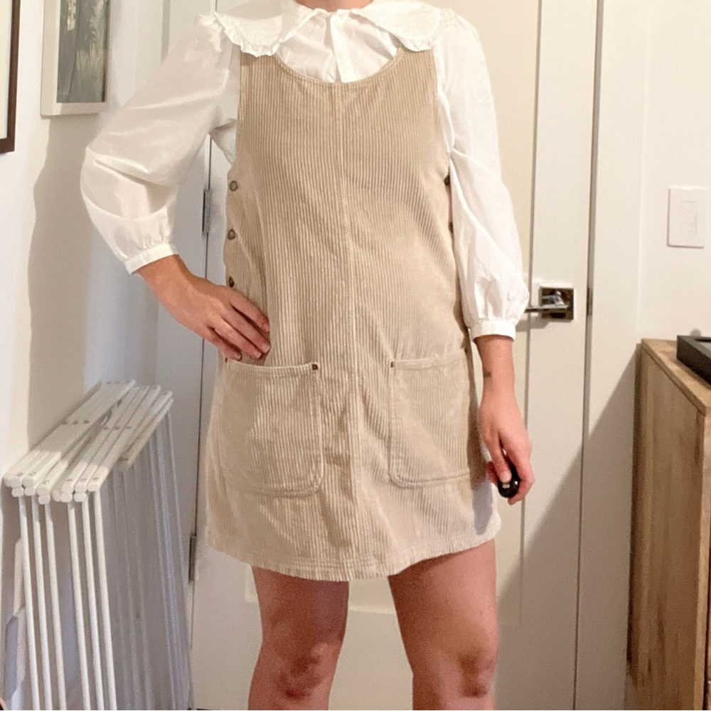 Vintage Express Beige Corduroy Mini Dress